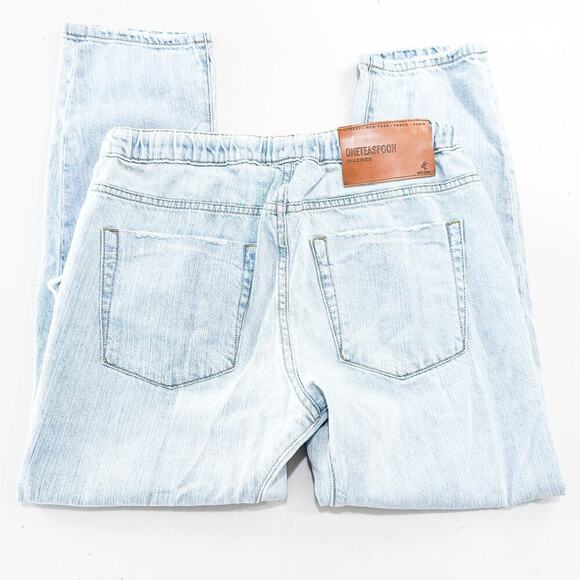 One Teaspoon Shabbies Carpenter Style Light Wash Drawstring Denim Jeans Size S - Picture 3 of 9